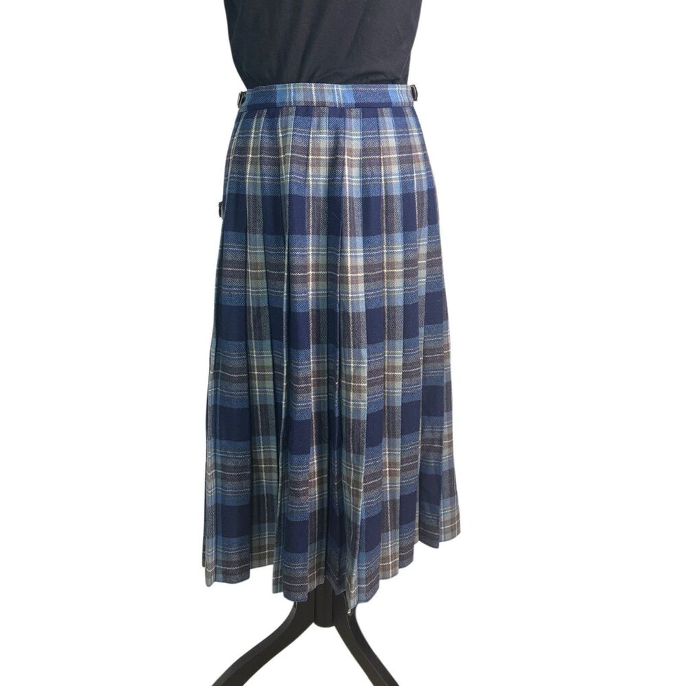 Laird-Portch Of Scotland Women's Kilt Skirt 14 100% New Wool Pleats Blues Midi - Picture 5 of 13